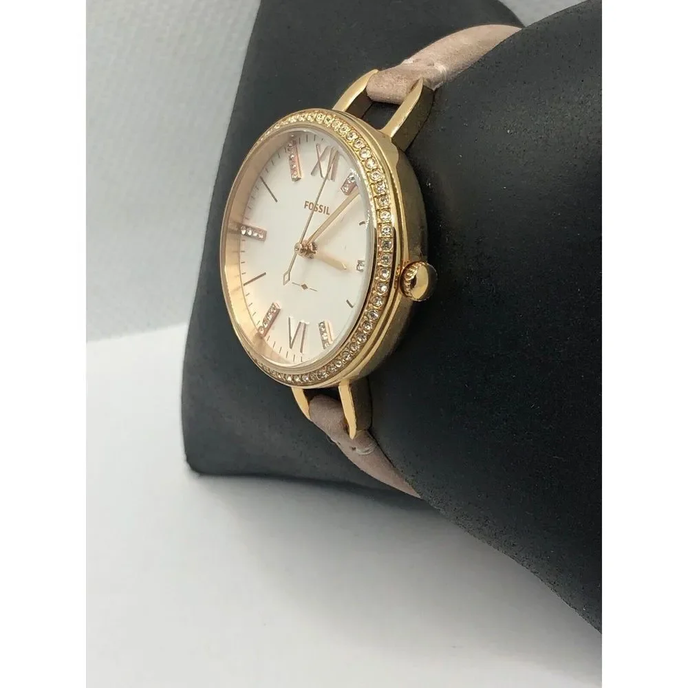 Fossil ES4402 Womens Bluish Leather Analog Silver Dial Genuine Wrist Watch HK469